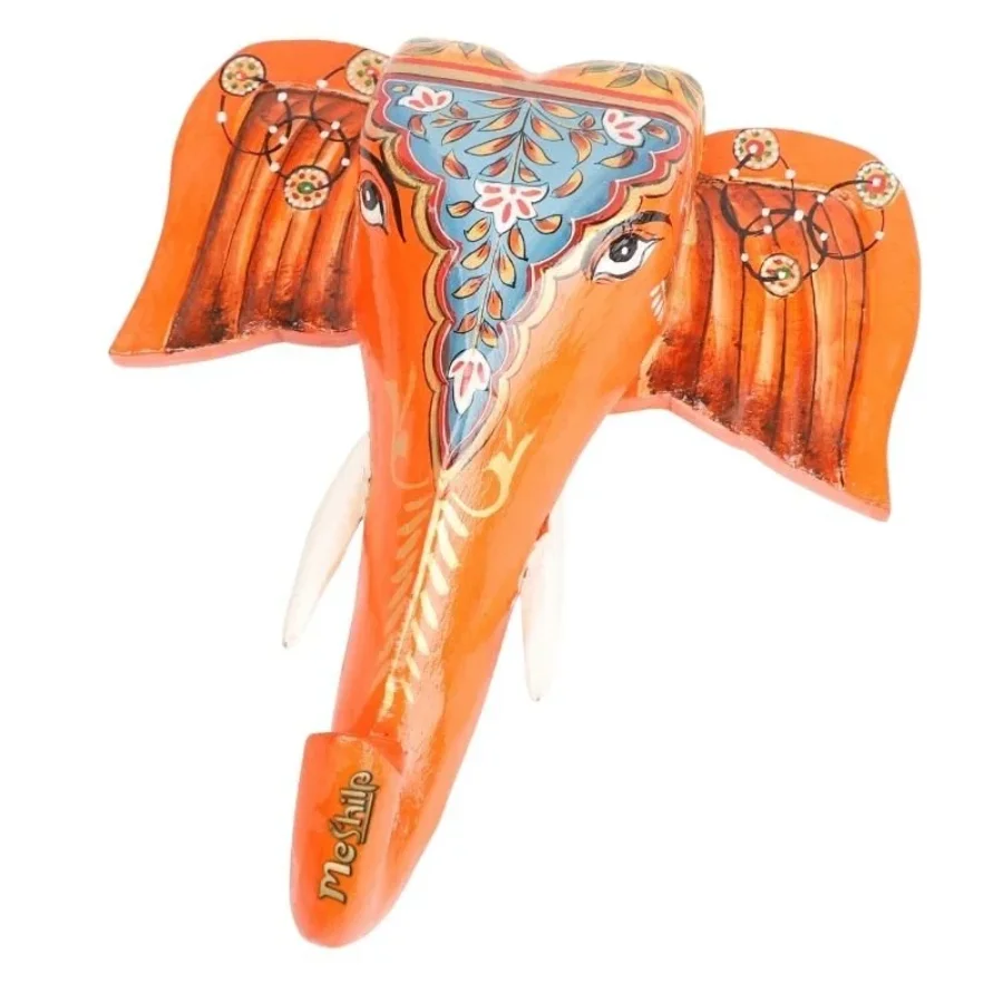 Untitled design (70) Multi Color Hand Embossed Wall Hanging Elephant Face - Image 1