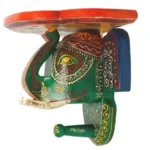 Multi Color hand Embossed Elephant Face Wall Shelf